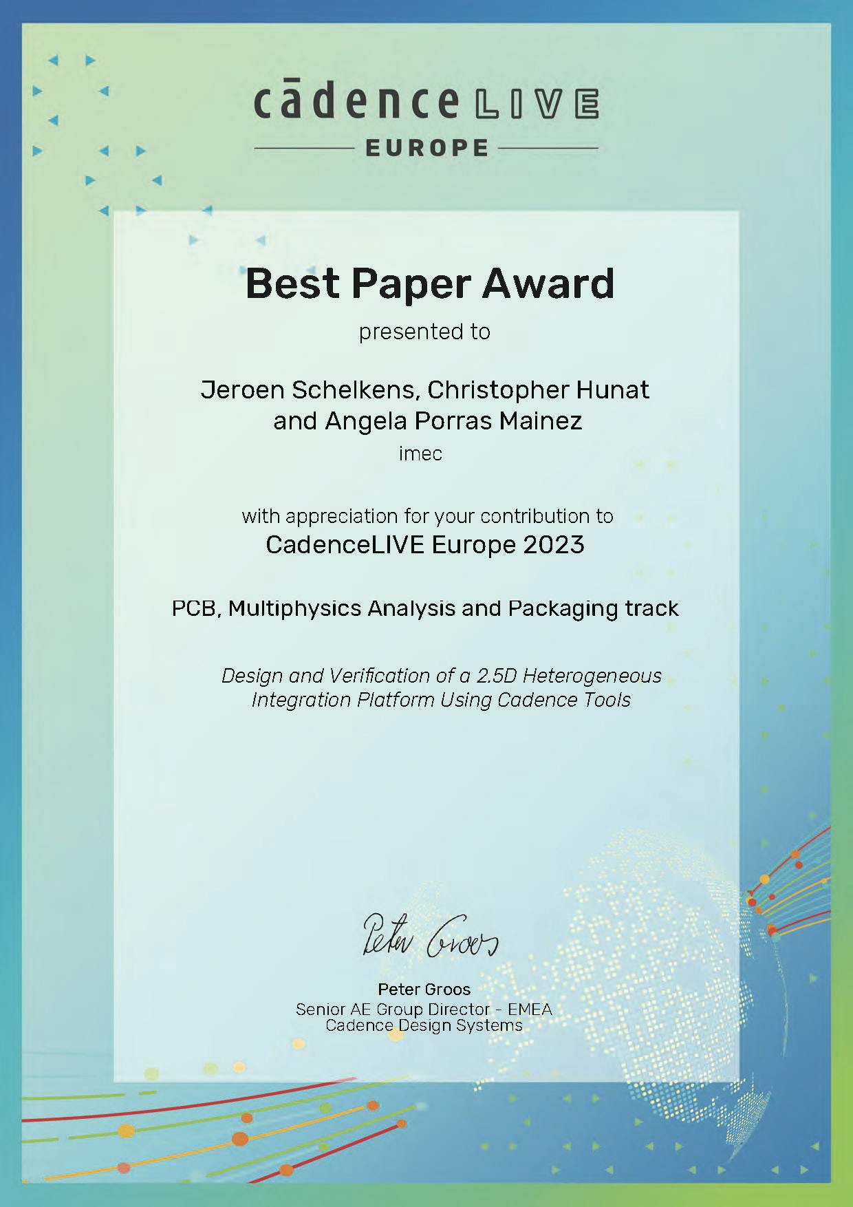 PCB Best Paper Award 2023